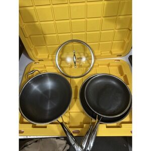 HEXCLAD 4 Piece Nonstick Stainless Steel Pot/Pan Set Wok 10 12 Lid MSRP $600